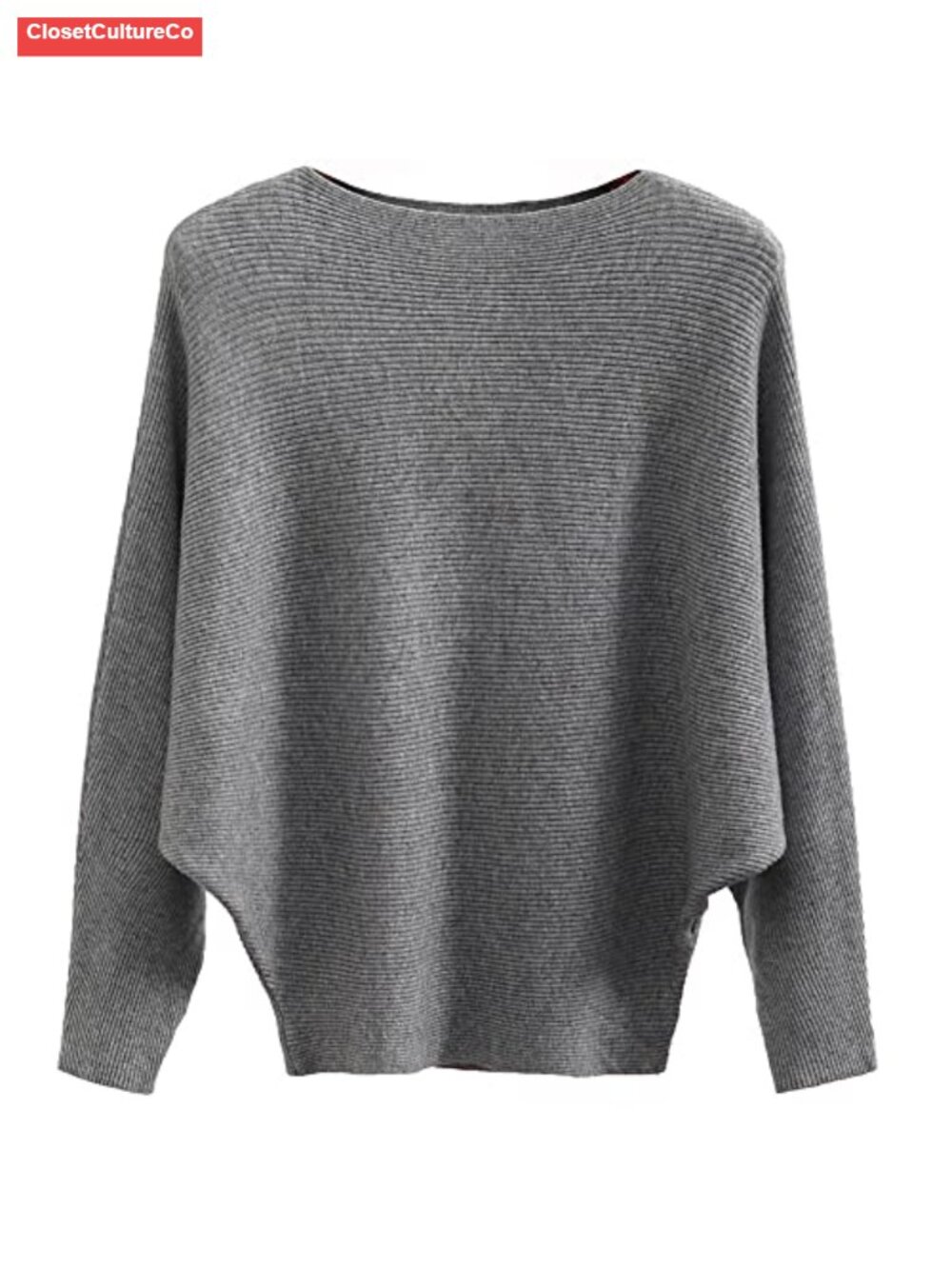 Oversized Boat Neck Batwing Knitted Sweater Pullover Dolman Sleeve Women